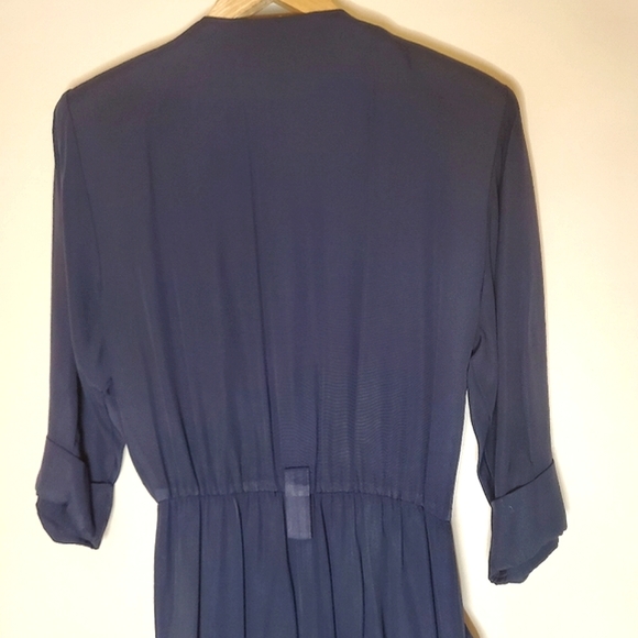 One-Piece Boxy Navy 80s Business Pantsuit with Removable Dickie - Picture 10 of 15